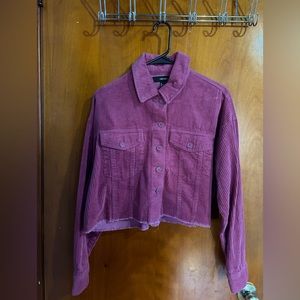 Burgundy Textured Crop Top Jacket